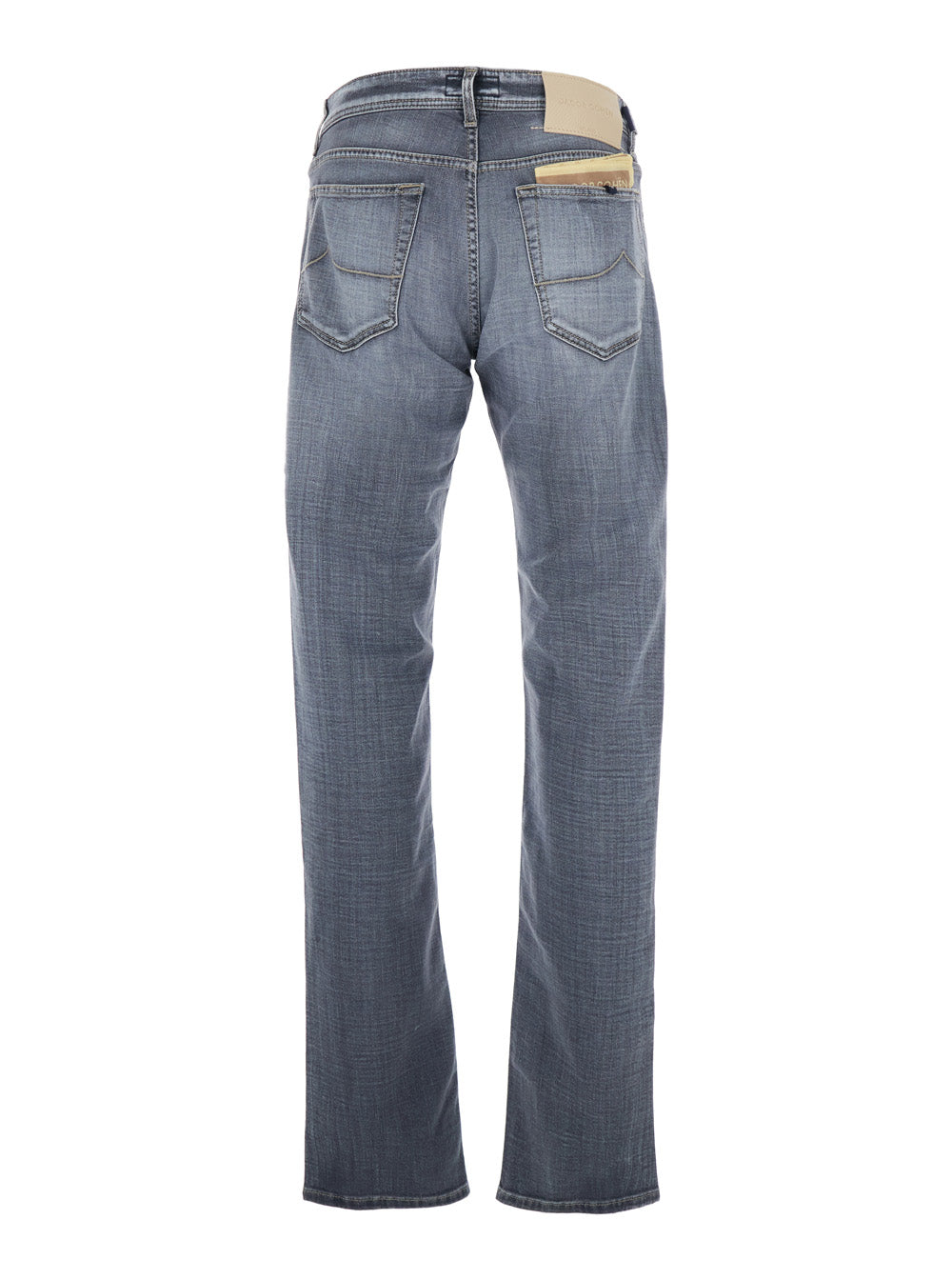 Jeans Bard with Belt Loops and Logo Patch on the Back in Faded Black Denim for Men Grey Cotton Emerald Elastane