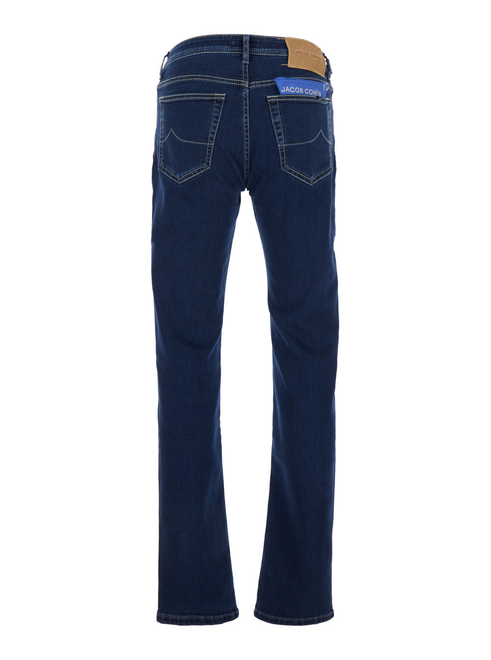 Jeans Bard with Belt Loops and Logo Patch on the Back in Blue Denim for Men Blu