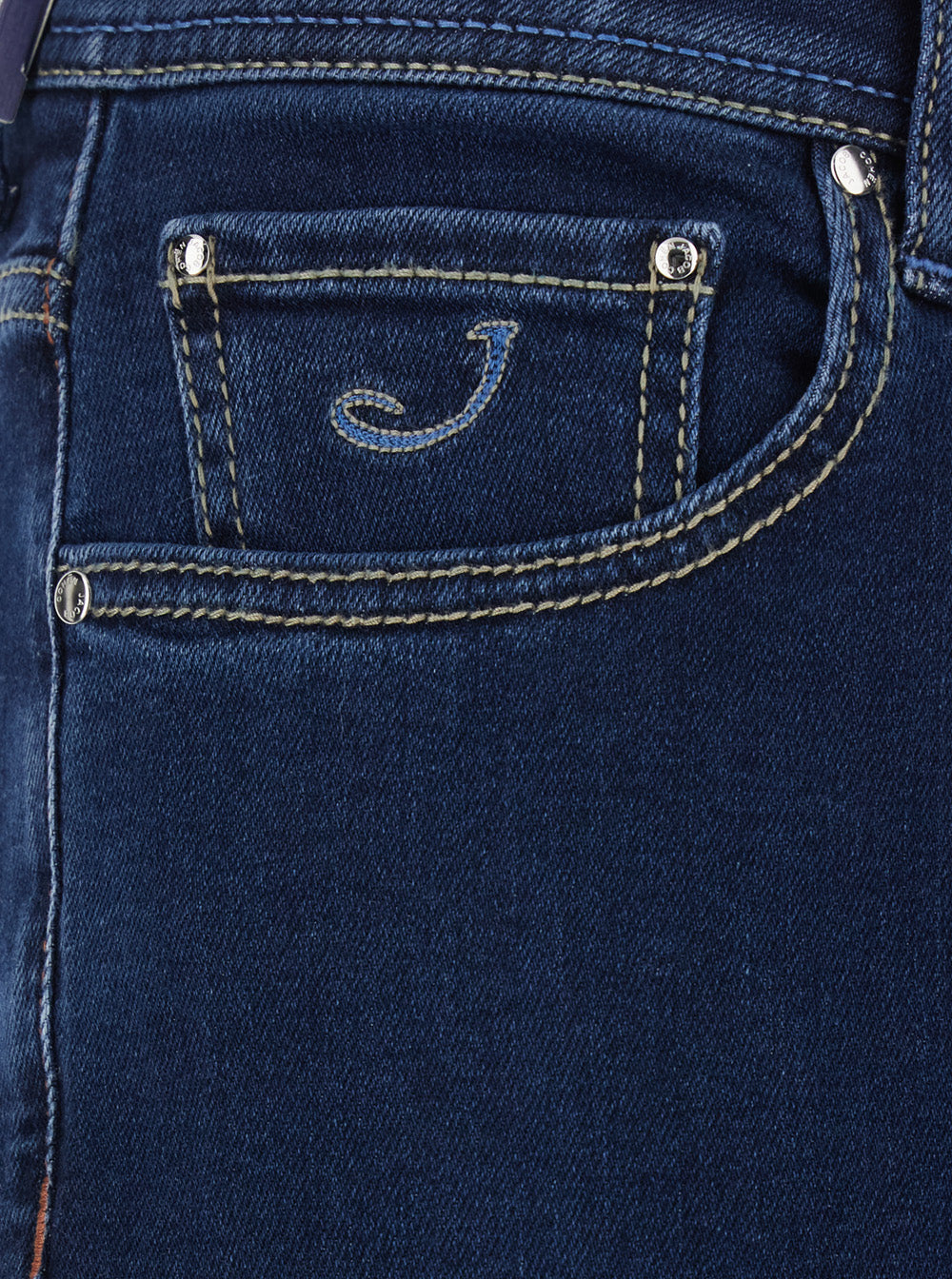 Jeans Bard with Belt Loops and Logo Patch on the Back in Blue Denim for Men Blu