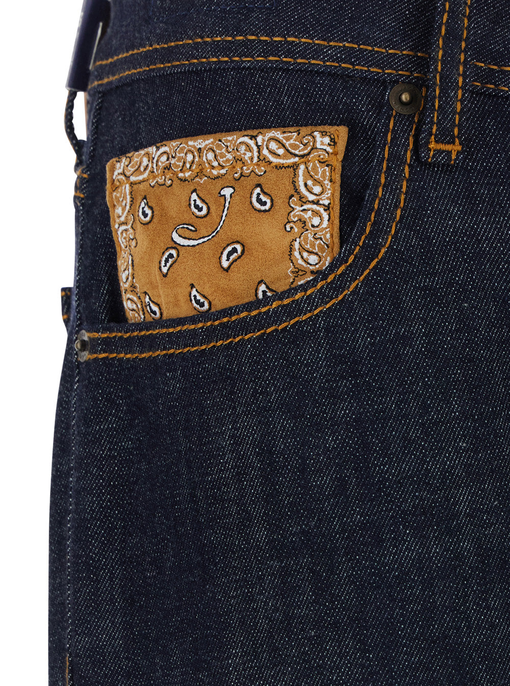 WESTERN Blue Cotton Five-Pocket Jeans for Men Blu Elastane