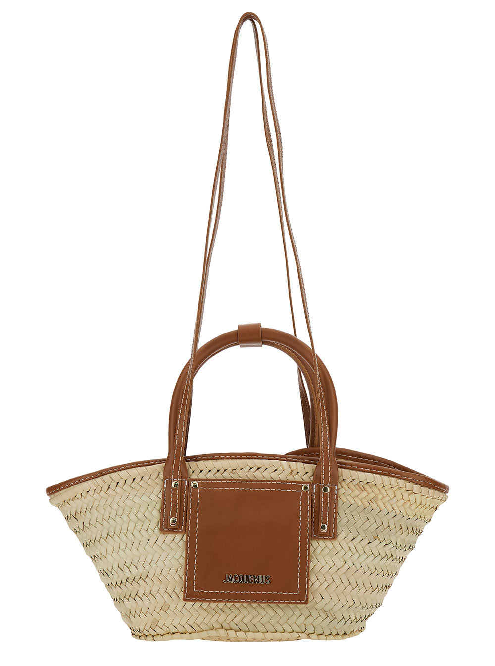 Le Panier Soli Beige Tote Bag With Applied Pocket And Logo Straw Leather For Women Brown Other Fibers Hand