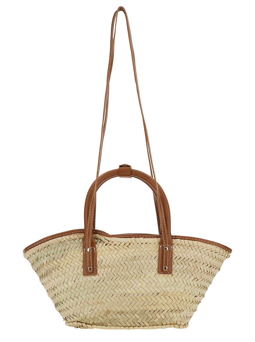 Le Panier Soli Beige Tote Bag With Applied Pocket And Logo Straw Leather For Women Brown Other Fibers Hand