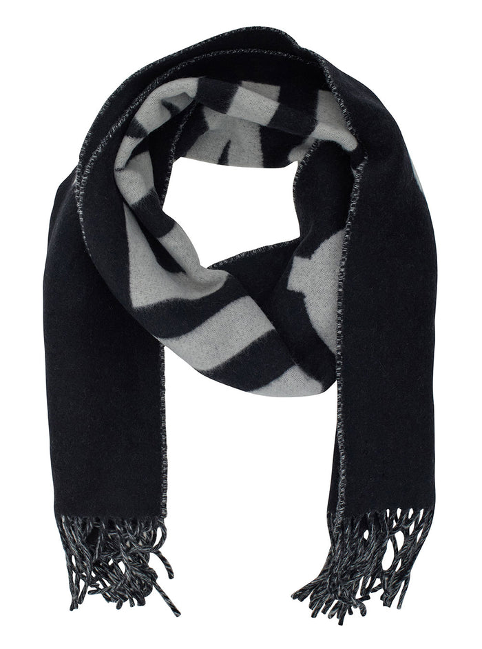 LEcharpe Jacquemus Black Scarf with Maxi Logo Lettering and Fringed Hem in Wool Man Scarfs Foulards