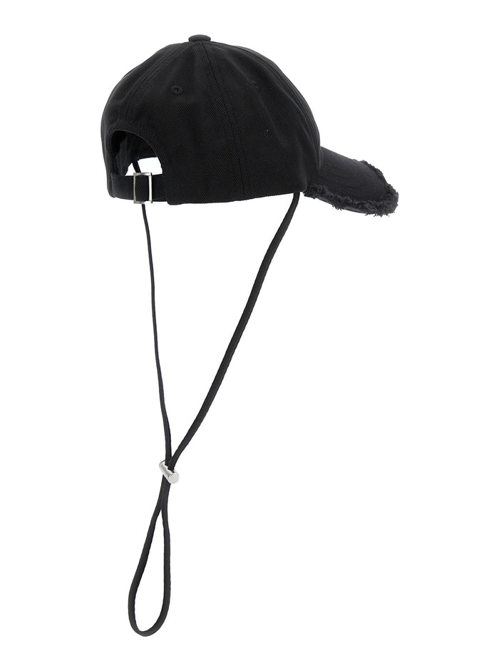 Black Le Casquette Artichaut Hat with Drawstring In Cotton for Men And Gloves