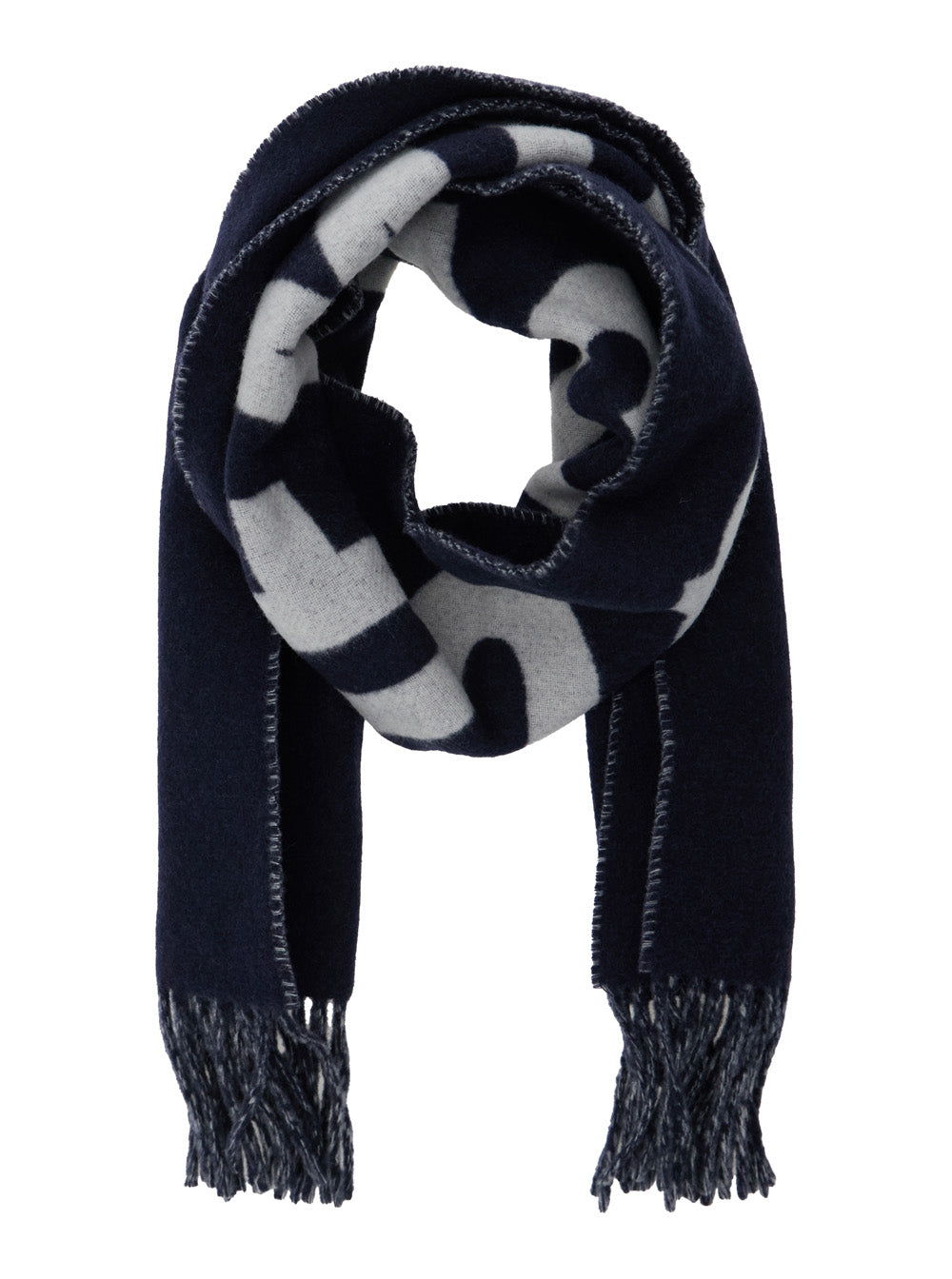 LEcharpe Jacquemus Blue Scarf with Maxi Logo Lettering and Fringed Hem in Wool Man Blu Scarfs Foulards
