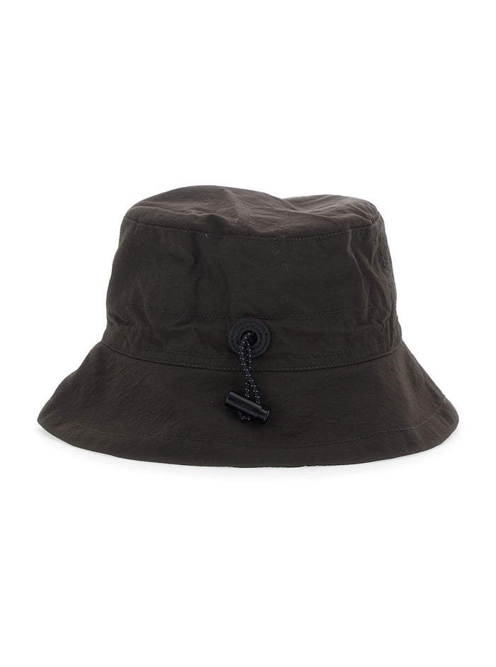 Le Bob Baluchon Brown Hat with logo lettering in Tech Fabric Man Polyamide And Gloves
