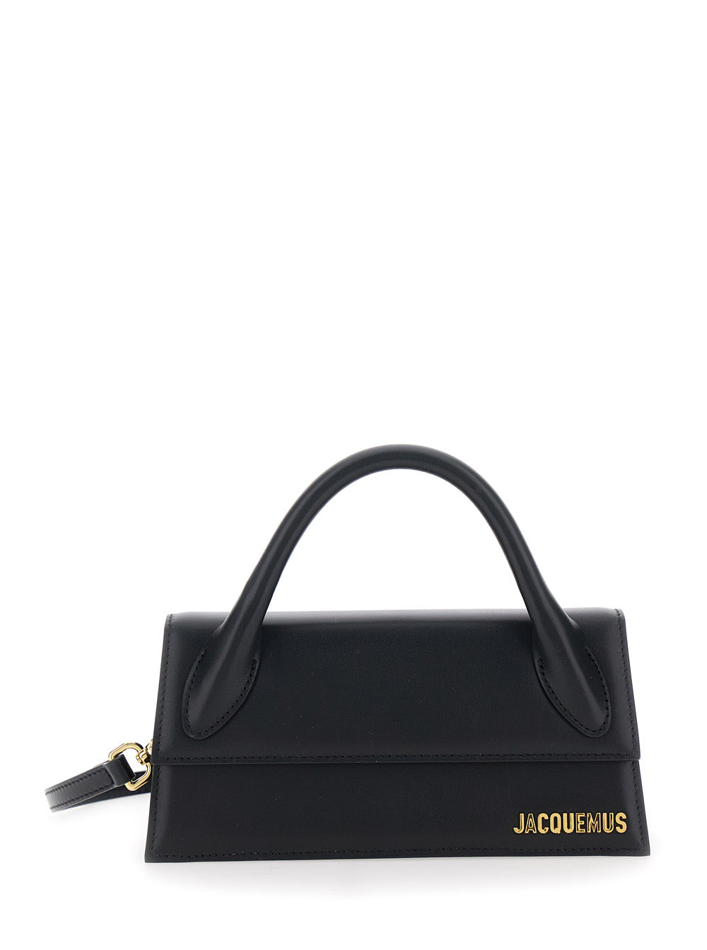 Le Chiquito Long Black Handbag With Logo On The Front In Leather Woman Cow Hand Bags