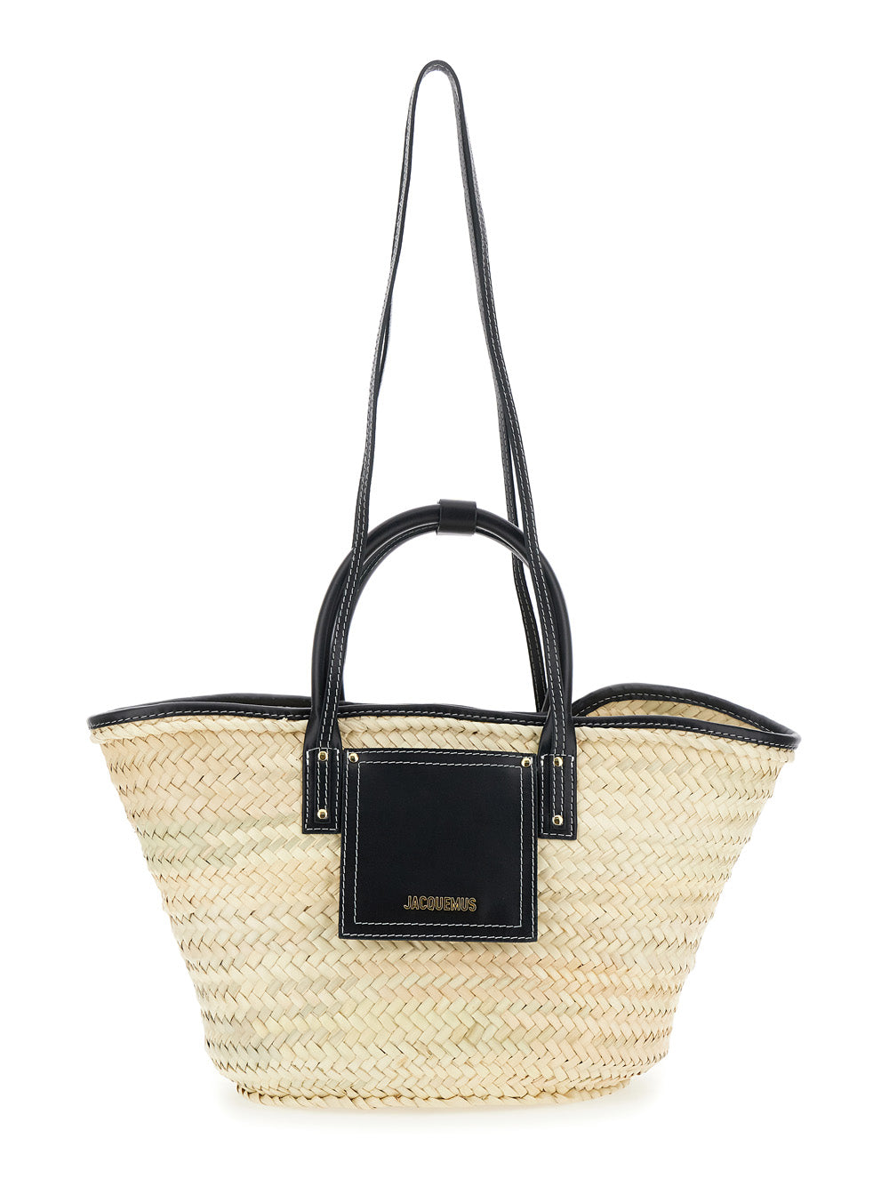 Black Handbag Le Panier Soli With Leather Handles And Top Closure For Women Other Fibers Hand Bags