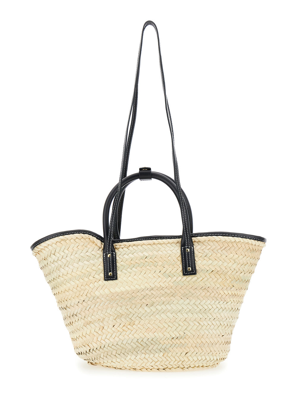 Black Handbag Le Panier Soli With Leather Handles And Top Closure For Women Other Fibers Hand Bags