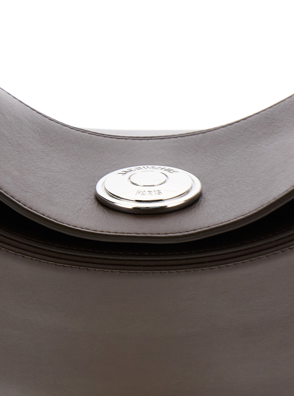 Brown Shoulder Bag Le Calisso Rond Large with Adjustable Strap and Embossed Logo in Leather for Women Calf