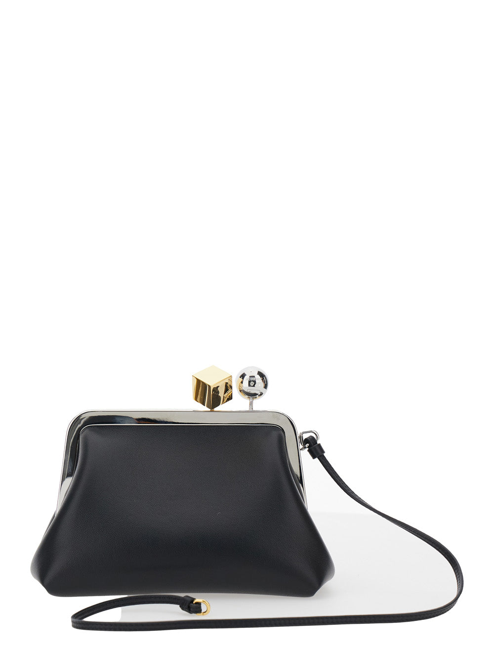 Le Berlingot Black Crossbody bag with Removable Strap in Leather for Women Lamb
