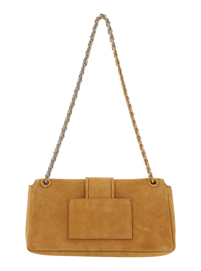 Shoulder Bag Le Bambino Chaine with Chain Strap and Crocodile-Embossed Ecoleather in Brown for Women Calf