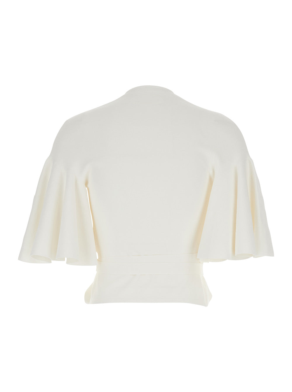 White Top with Crossed Neck In Tech Fabric for Women Viscose Polyester Tops