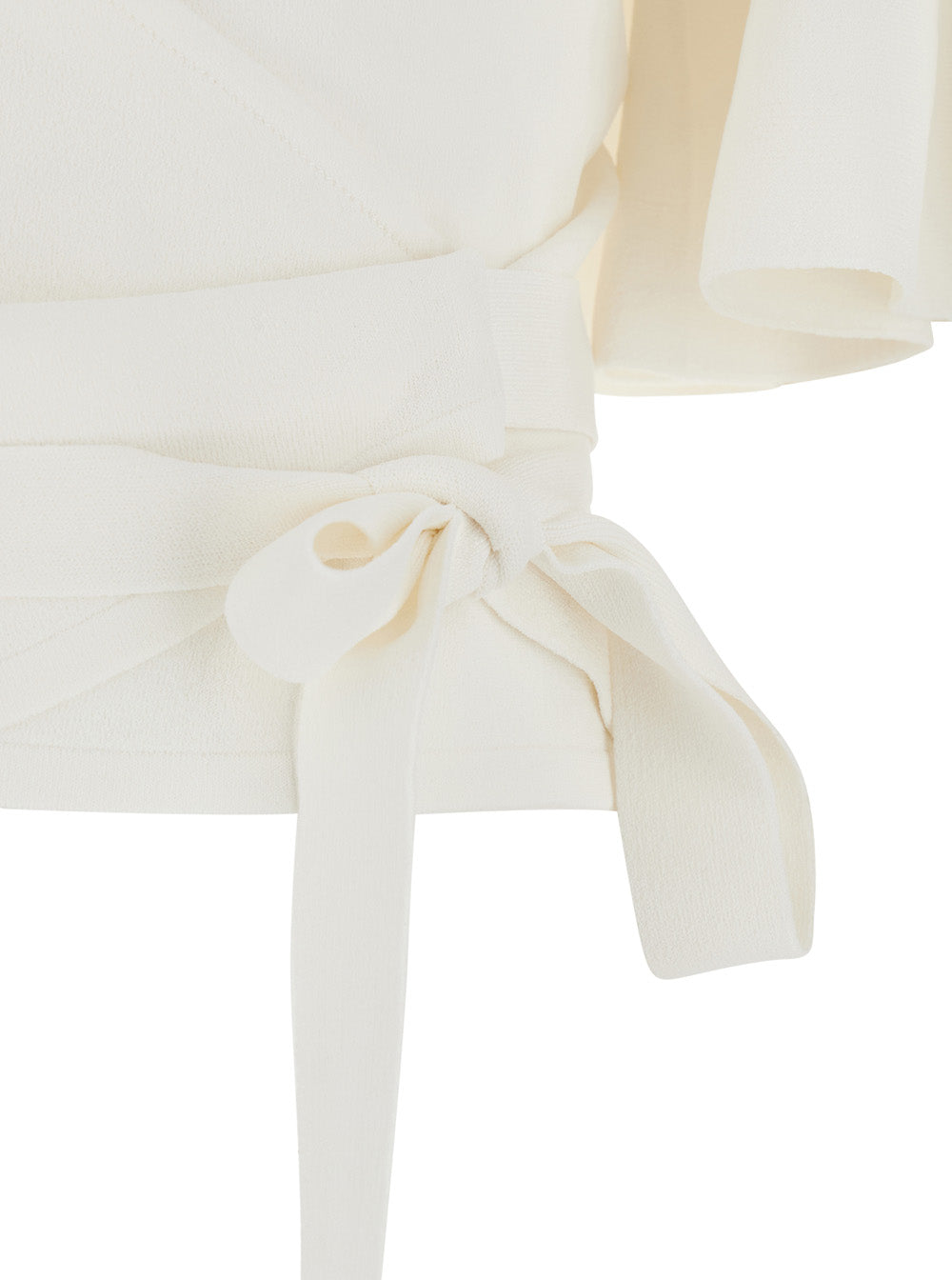 White Top with Crossed Neck In Tech Fabric for Women Viscose Polyester Tops