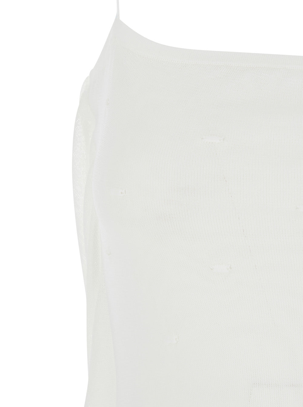 White Dress with Straight Neckline in Tech Fabric Woman Viscose Long