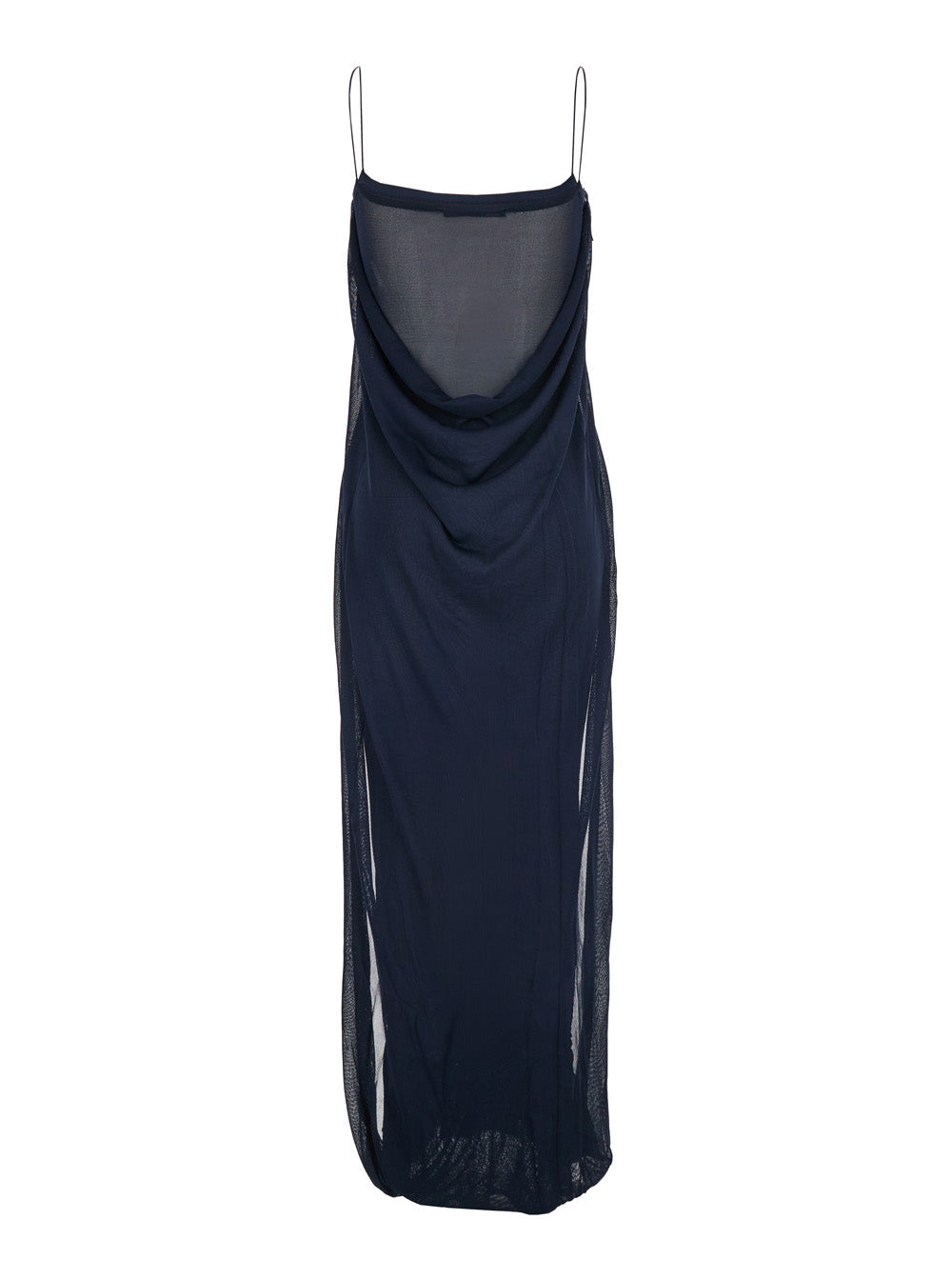Blue Dress with Straight Neckline in Tech Fabric for Women Blu Viscose Long