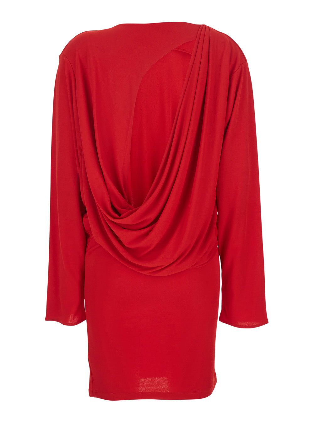 Mistral Red Dress with Boat neckline and Long Sleeves in Viscose Women Polyamide