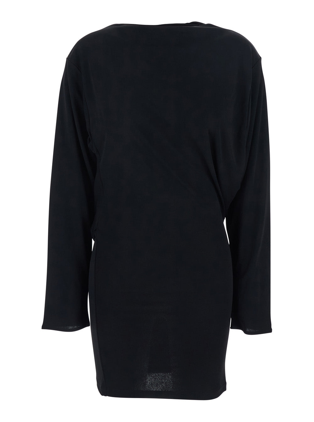 Black La Robe Mistral Crew Neck Dress with Long Sleeves and Open Back in Viscose Blend Women Polyamide