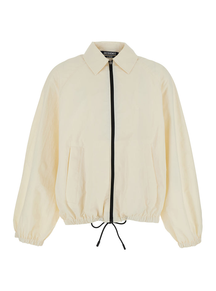 Le Coupe-Vent White Jacket With Front Closure In Tech Fabric For Men Polyamide Outerwear