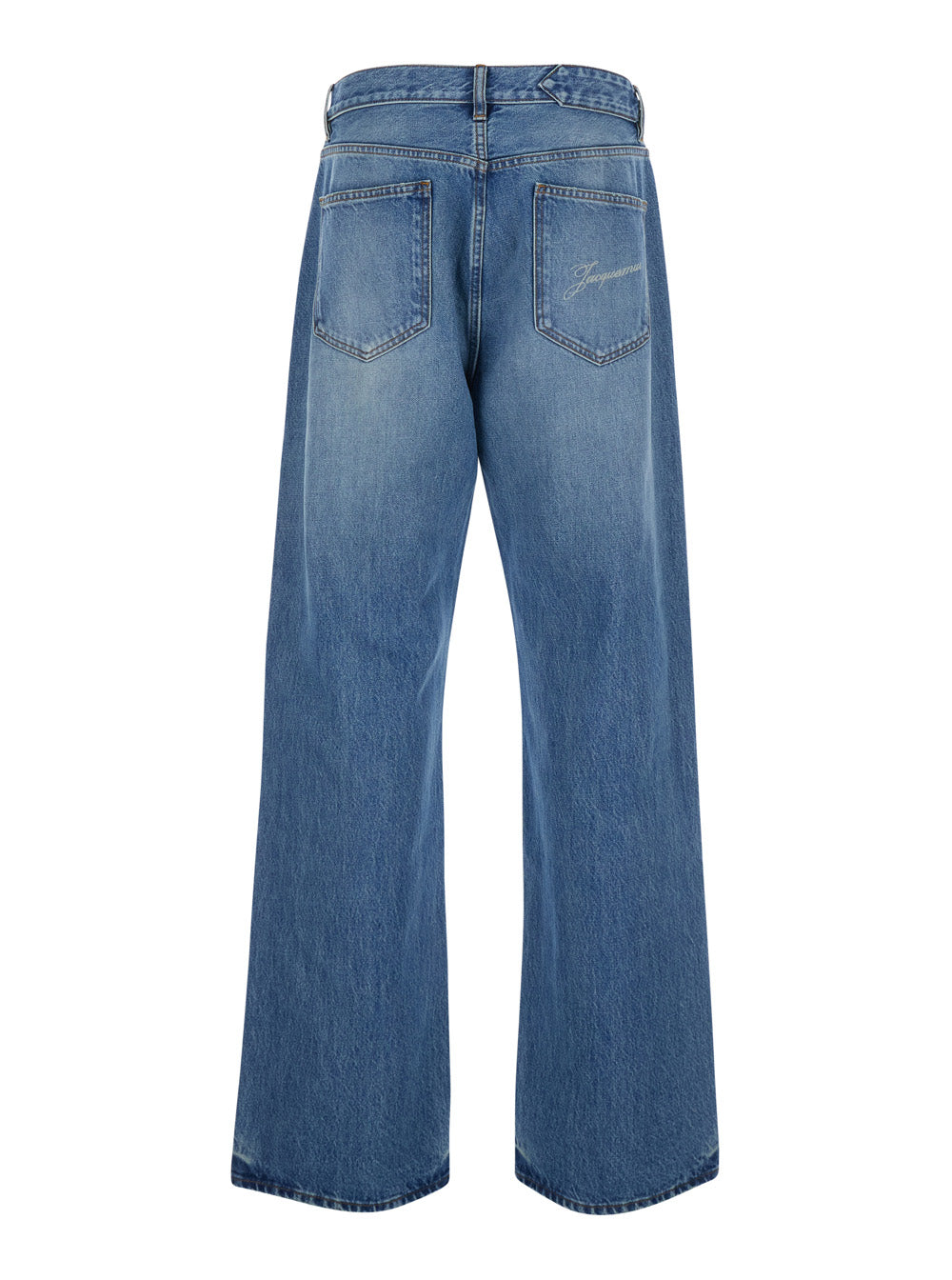 Le De-Nimes Droit Blue Jeans with Logo Embroidery on the Pocket in Denim for Men Blu Cotton