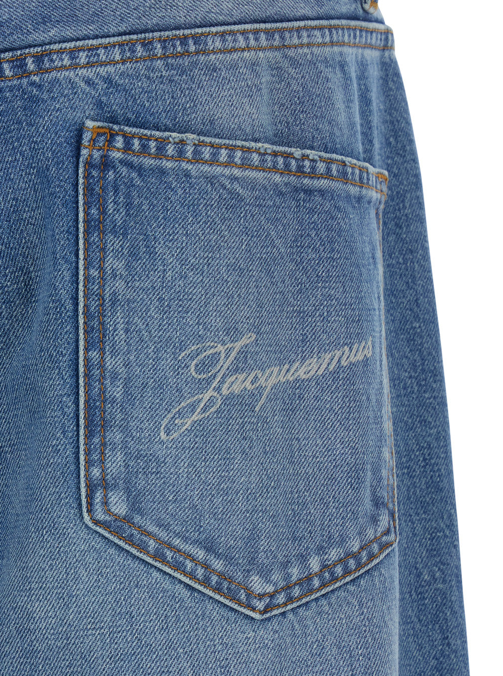 Le De-Nimes Droit Blue Jeans with Logo Embroidery on the Pocket in Denim for Men Blu Cotton