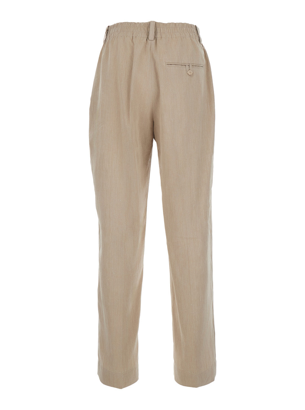 Pants Le Pantalon Croisiere Beige With Elasticated Waist And Side Pockets In Linen For Men Viscose Polyamide Trousers