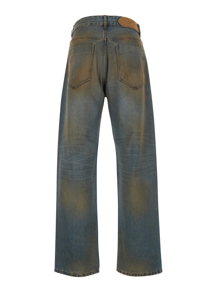 Grey Jeans LE DE-NIMES BERGER Five-Pocket In Denim Men Cotton