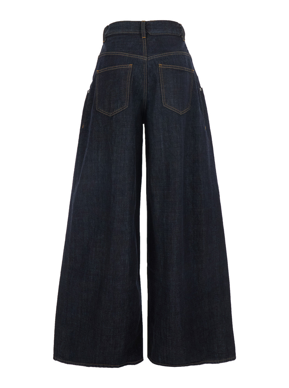 Le De-Nimes Souro Blue Jeans with Logo Embroidery and Wide Leg in Denim for Women Blu Cotton