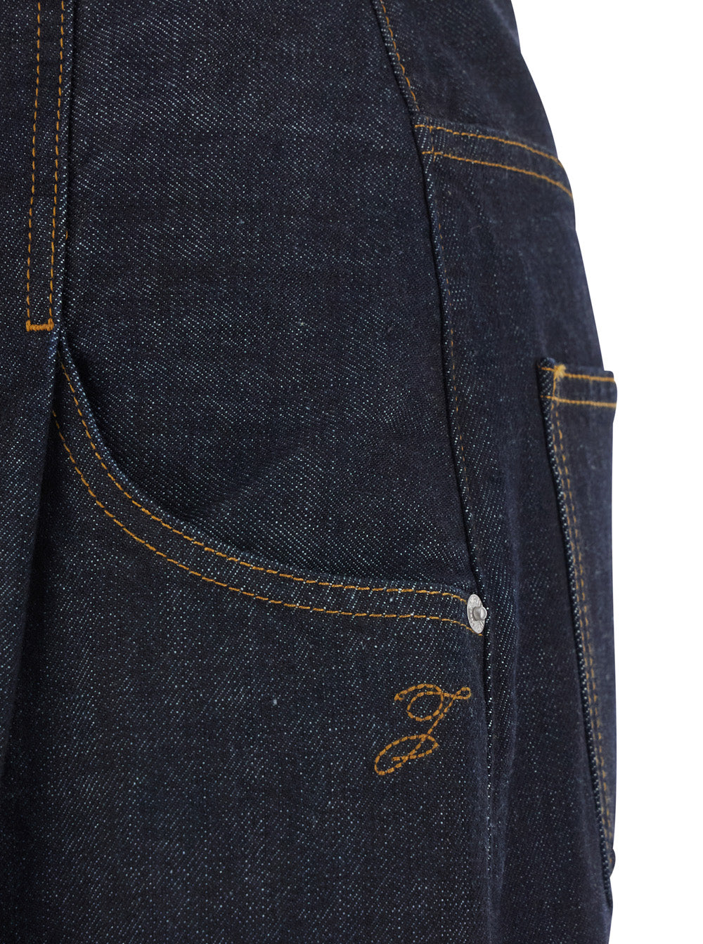 Le De-Nimes Souro Blue Jeans with Logo Embroidery and Wide Leg in Denim for Women Blu Cotton
