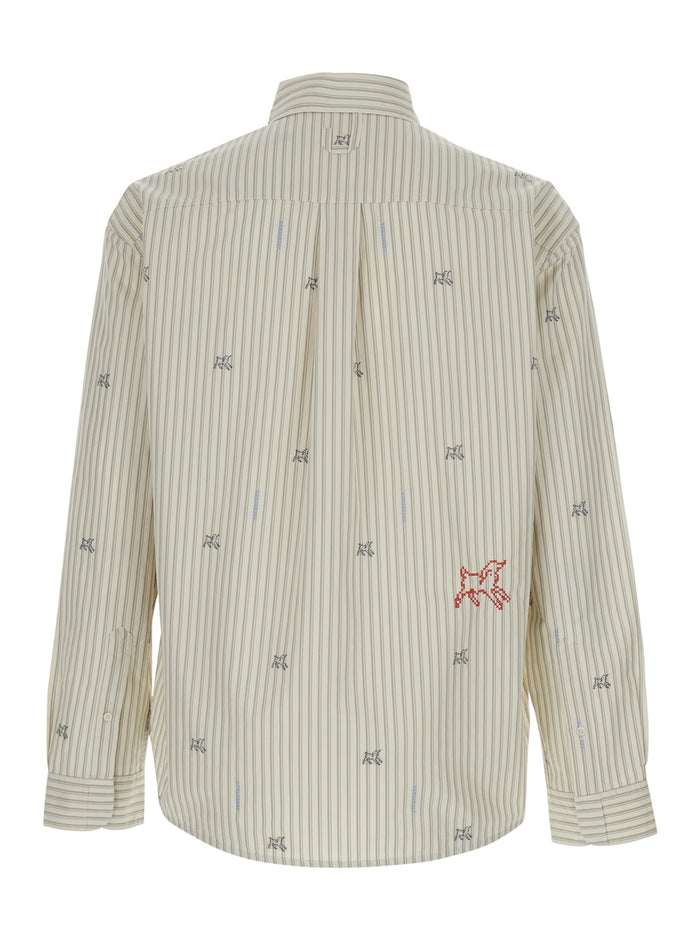 Simon Beige long-sleeved Shirt with Classic Collar and Long Sleeves in Cotton for Women Blouses