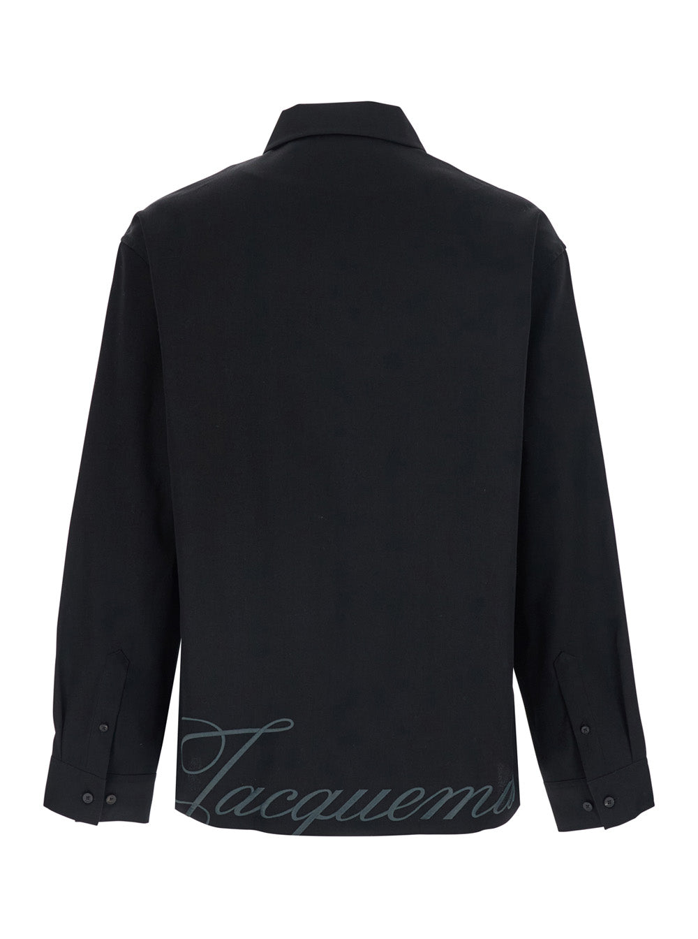 La Chemise Mecano Black Shirt With Zip Closure And Maxi Logo Lettering On The Back In Wool For Men Virgin Blouses