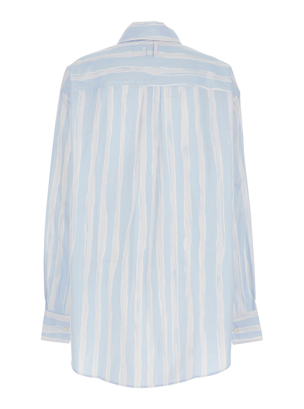 La Chemise Camargue Light Blue T-Shirt with Classic Collar and All-Over Stripe Motif in Cotton for Men Shirts Blouses