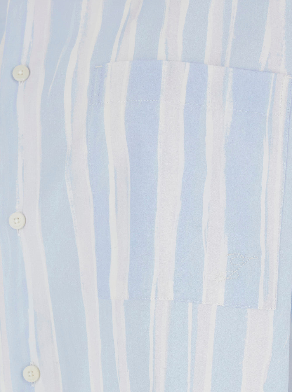 La Chemise Camargue Light Blue T-Shirt with Classic Collar and All-Over Stripe Motif in Cotton for Men Shirts Blouses