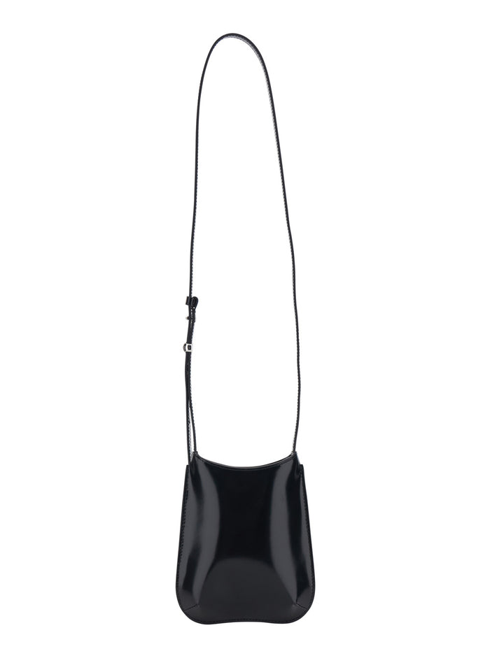 LE PORTE TELEPHONE BISOU Black Calf Crossbody Bags