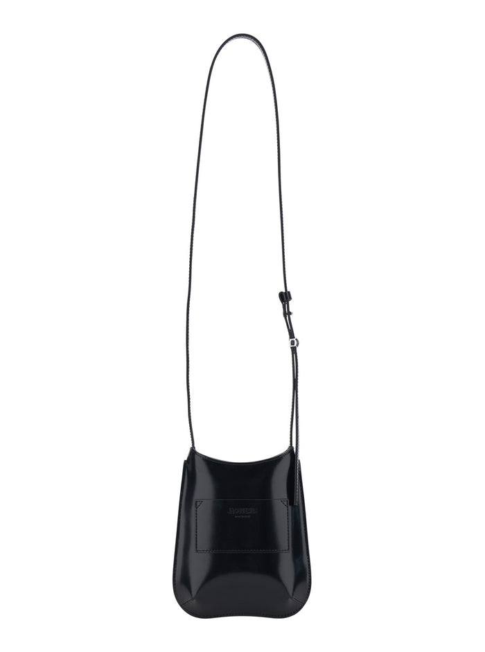 LE PORTE TELEPHONE BISOU Black Calf Crossbody Bags