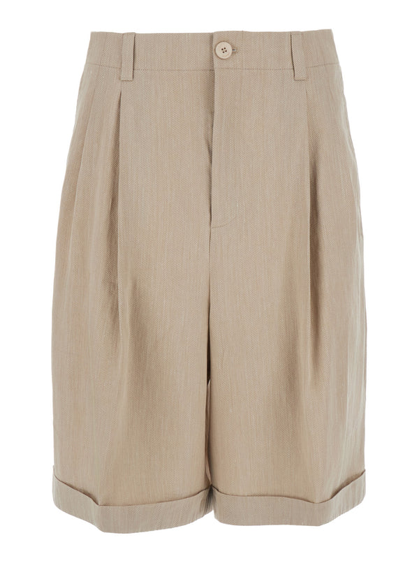 Shorts Le Pastro Beige Linen Blend