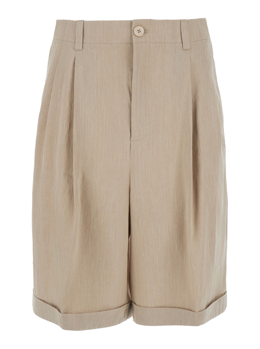Shorts Le Pastro Beige Linen Blend