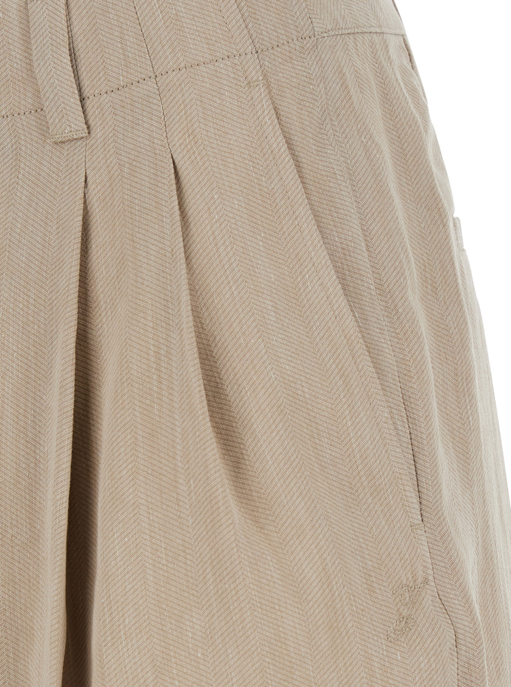 Le Short Pastro Beige With Turn-Up Hem In Linen Blend For Men Viscose Polyamide And Bermuda