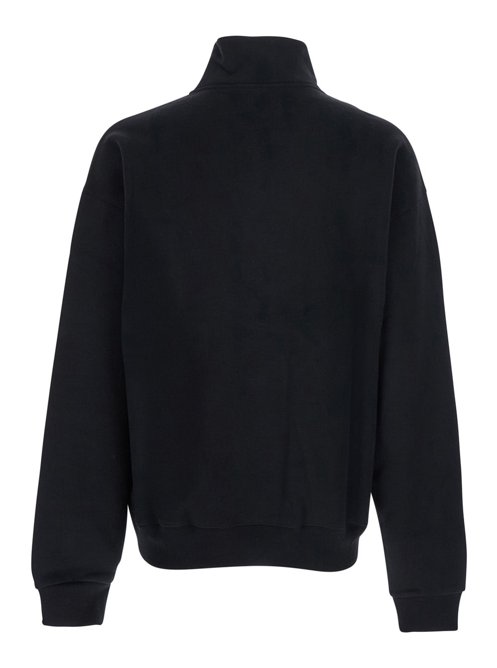Mens Le Camionneur Gros Grain High Neck Sweatshirt With Logo Patch On The Front Black Cotton Sweatshirts