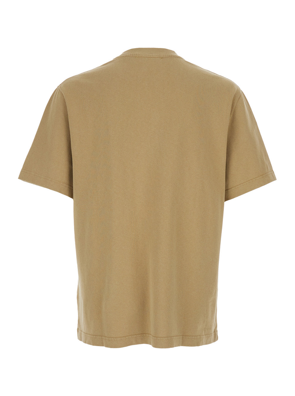 Le T-Shirt Gros Grain Beige Crew Neck With Logo Patch On The Front In Cotton For Men Tshirts And Polo Shirts