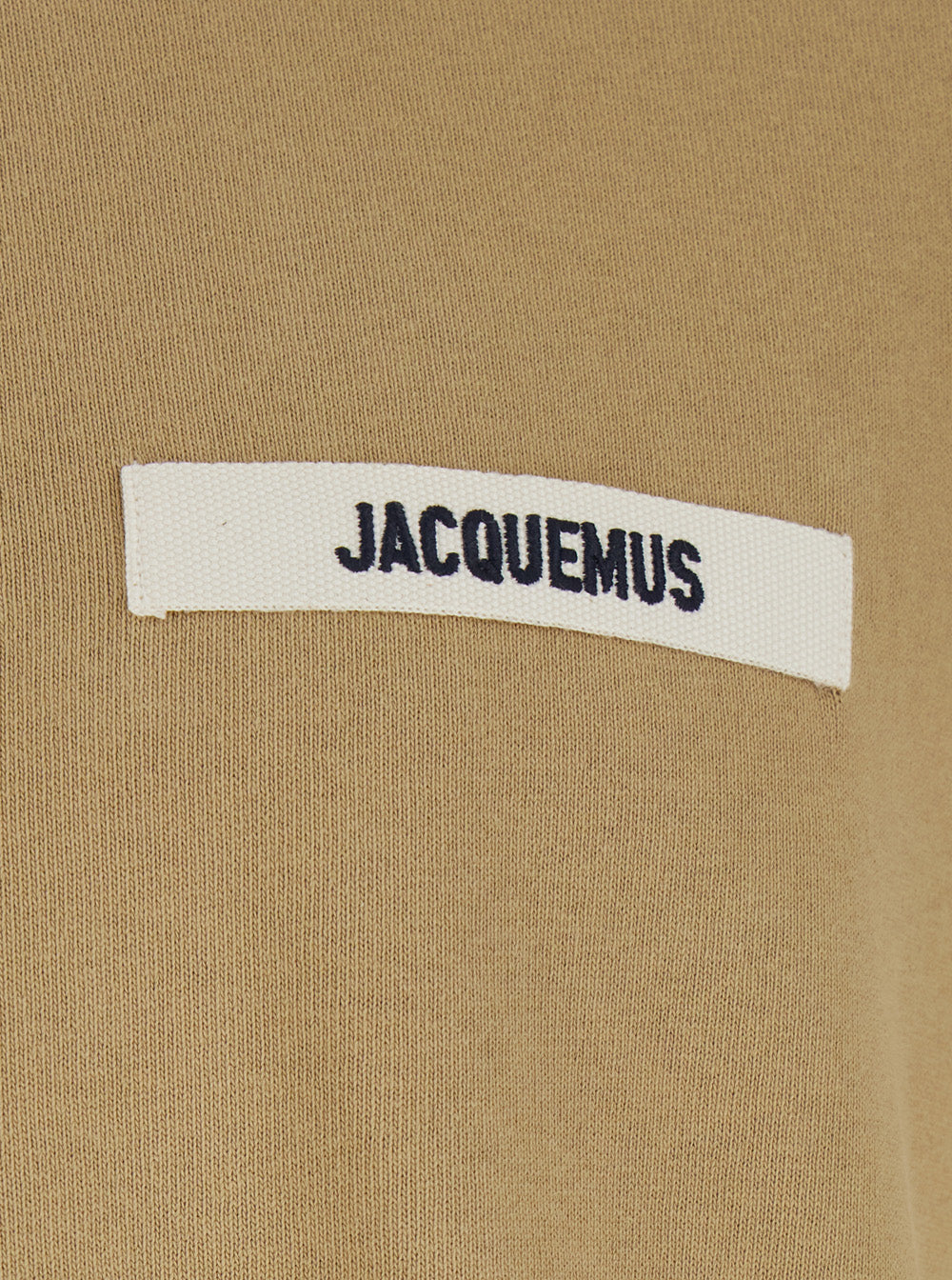Le T-Shirt Gros Grain Beige Crew Neck With Logo Patch On The Front In Cotton For Men Tshirts And Polo Shirts