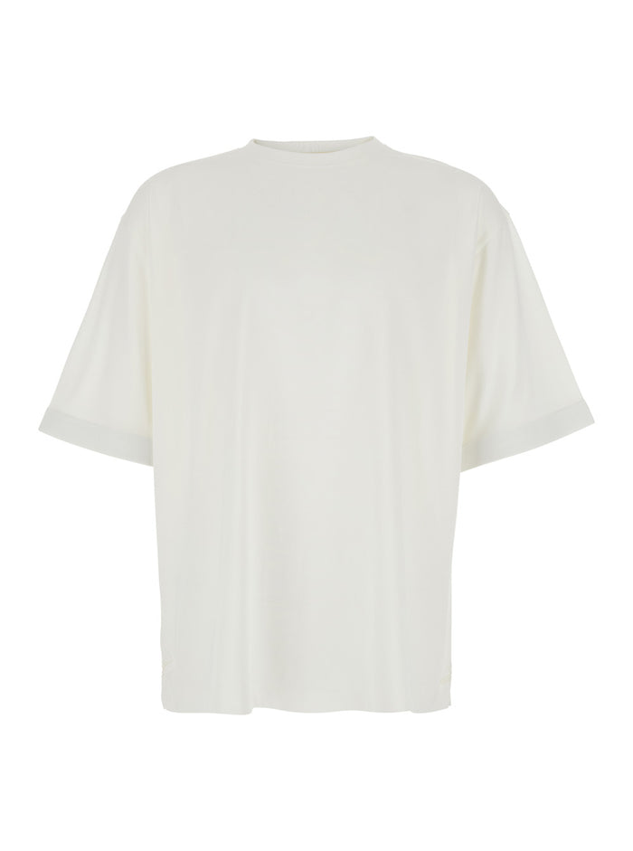White T-Shirt LE TSHIRT ROND CARRE MC with Round Neck and Short Sleeves in Tech Fabric for Women Paper Polyester Tshirts Polo Shirts