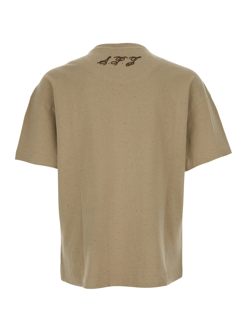Beige T-Shirt Le Tshirt Brodero With Embroidered Cotton Details For Men Polyester Tshirts And Polo Shirts