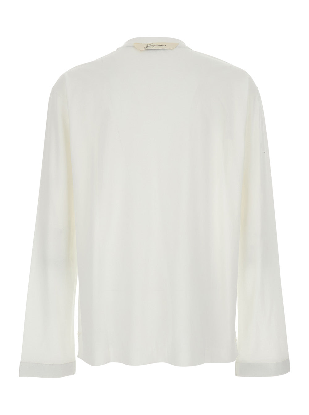 Le T-Shirt Rond Carre White Long Sleeve With Round Neck And Tone-On-Tone Logo Embroidery In Tech Fabric For Men Paper Polyester Tshirts Polo Shirts