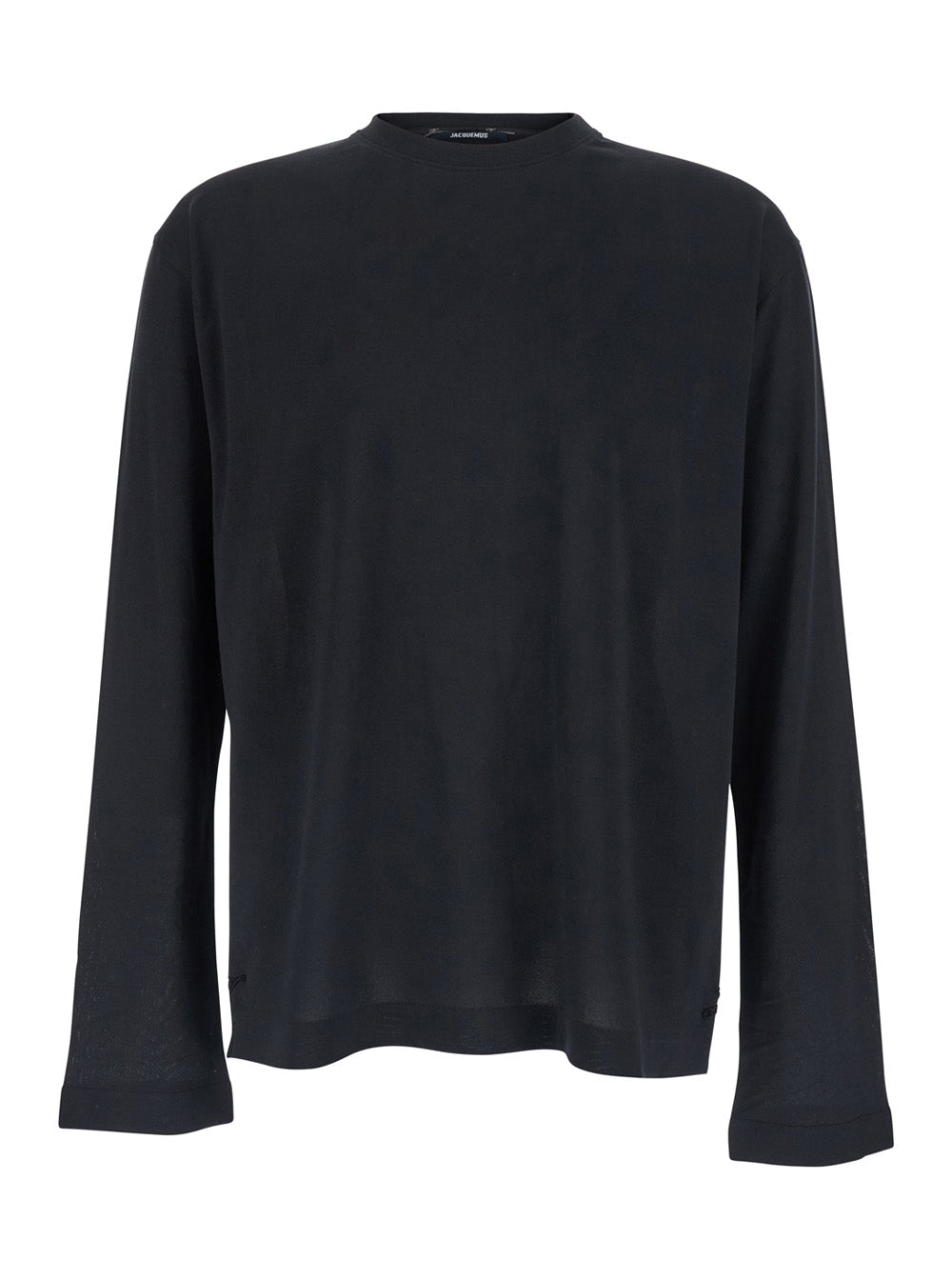 Le T-Shirt Rond Carre Black Crew Neck with Long Sleeves in Tech Fabric for Men Paper Polyester Tshirts And Polo Shirts