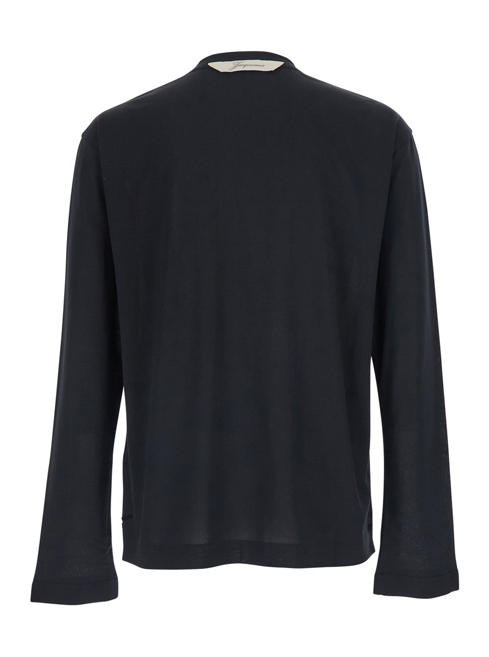 Le T-Shirt Rond Carre Black Crew Neck with Long Sleeves in Tech Fabric for Men Paper Polyester Tshirts And Polo Shirts