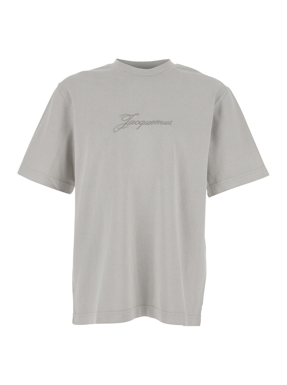 Le T-Shirt Pigmento Grey Crew Neck with Logo Lettering on the Front in Gray Cotton for Men Tshirts And Polo Shirts
