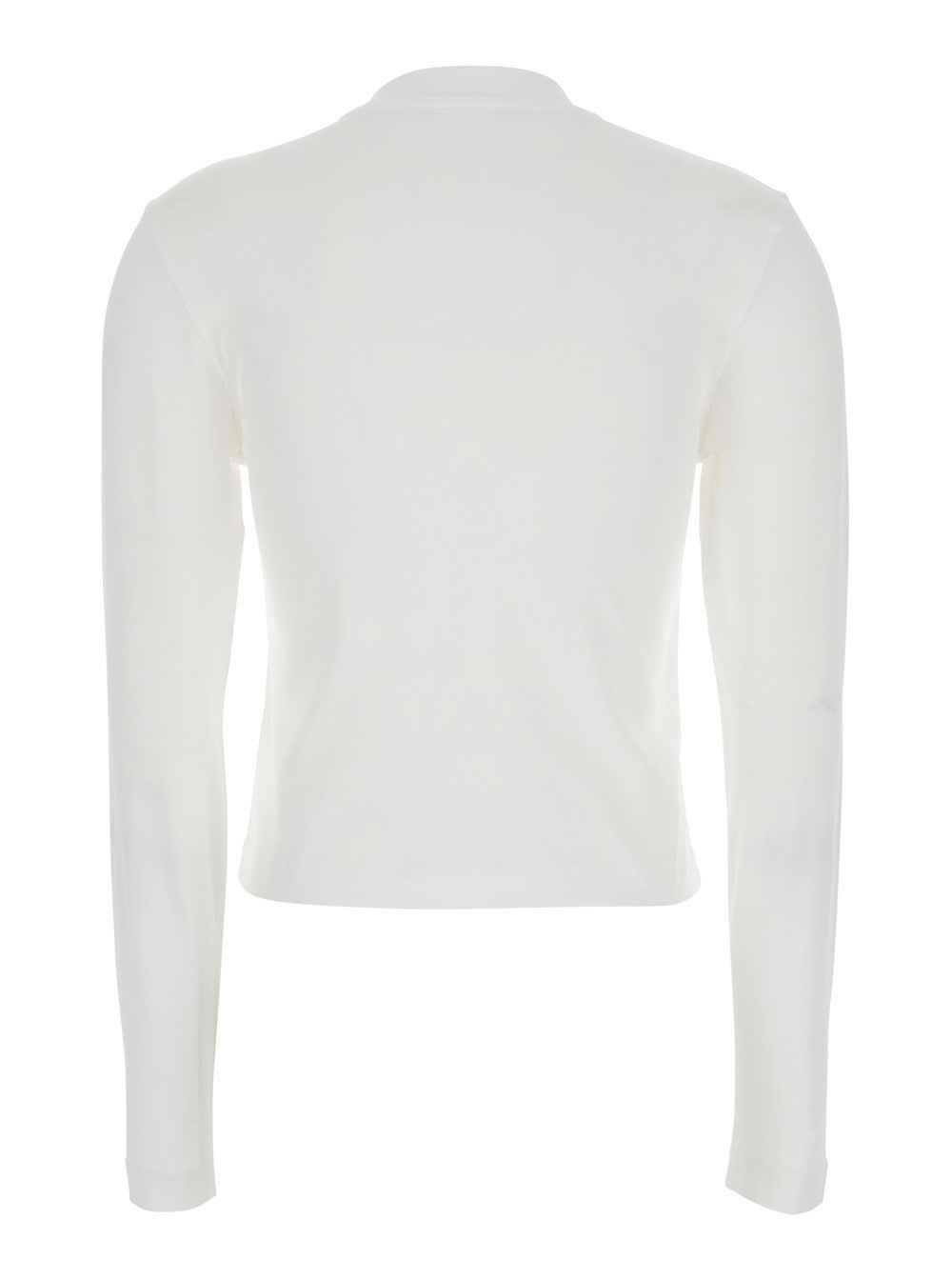 Le T-Shirt Gros Grain White With Long Sleeves And Logo Patch On The Front In Stretch Cotton Woman Elastane Tshirts Polo Shirts