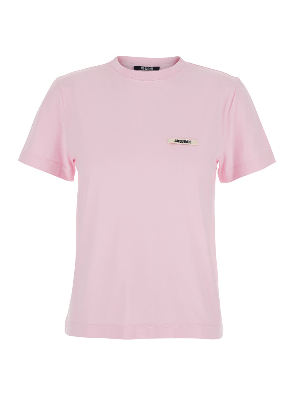 Le T-Shirt Gros Grain pink crew neck with logo patch on the front in cotton for women Tshirts And Polo Shirts