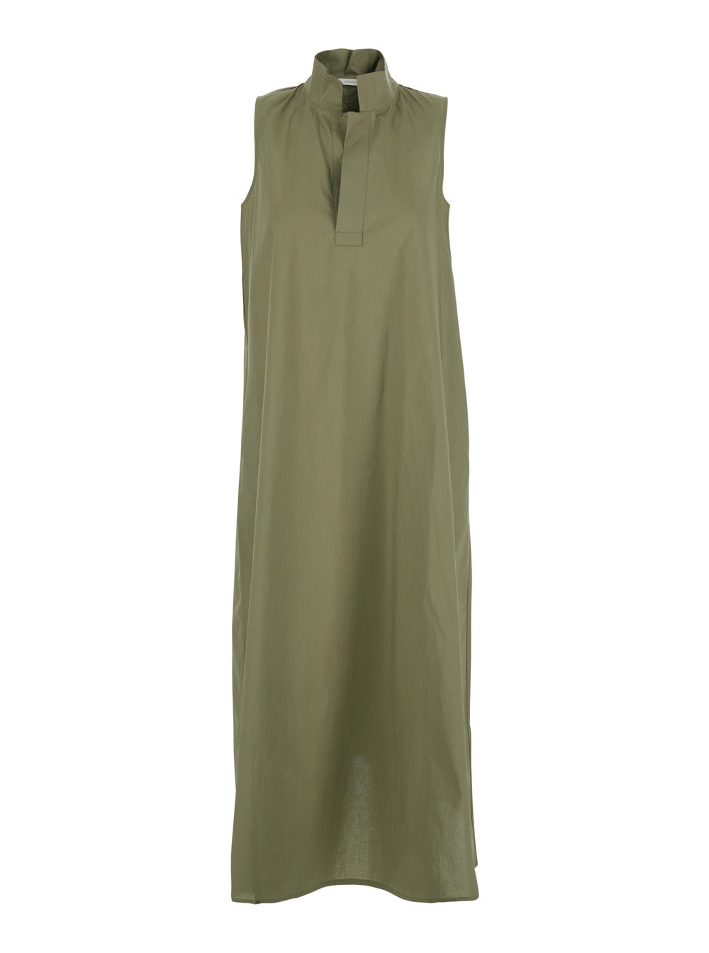 Long Dress Liz Green With V-Neck And Sleeves In Viscose Women